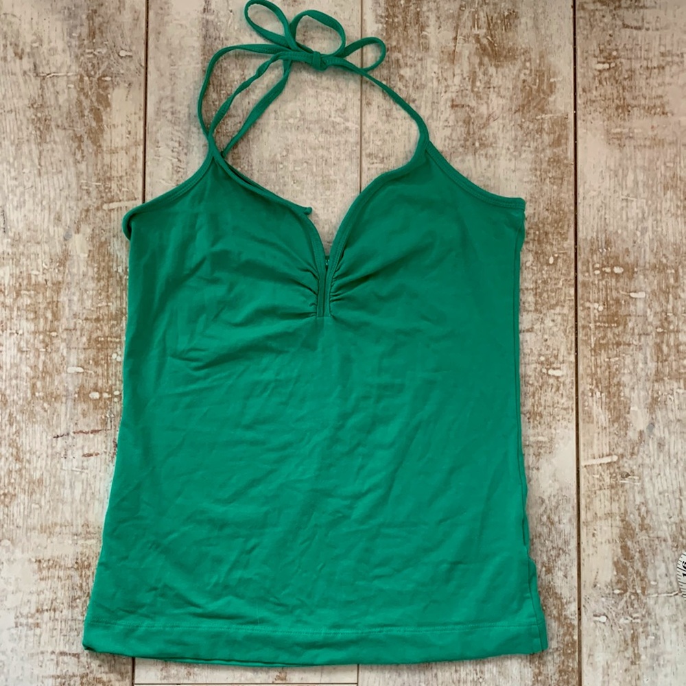 Green tie up halter top